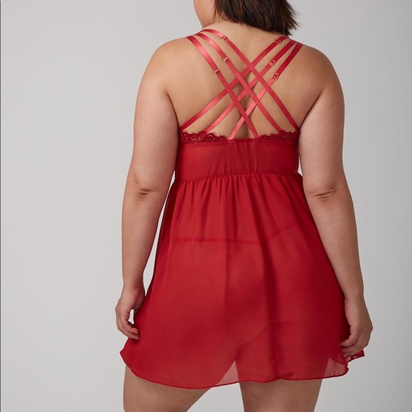 MESH & LACE CHEMISE WITH STRAPPY BACK - Picture 2 of 3